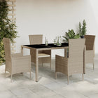 5-piece Garden Set with Cushions, Poly Rattan, Beige