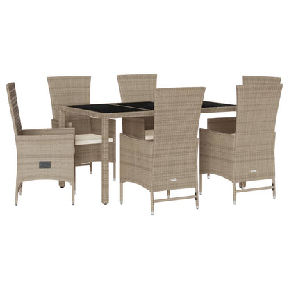 7-Delige Tuinset Met Kussens Poly Rattan Beige