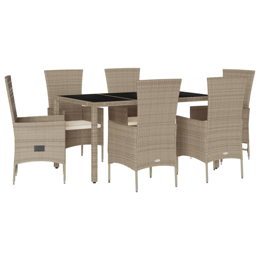 7-Delige Tuinset Met Kussens Poly Rattan Beige