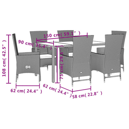 7-Delige Tuinset Met Kussens Poly Rattan Beige