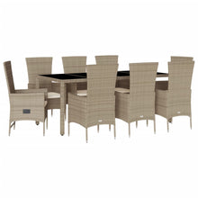 9-Delige Tuinset Met Kussens Poly Rattan Beige