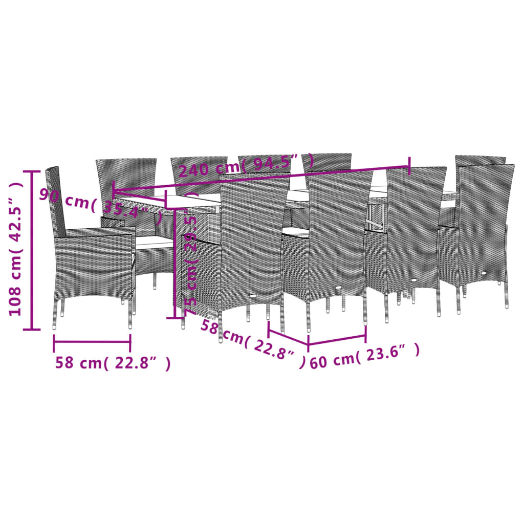 7-Delige Tuinset Met Kussens Poly Rattan Beige