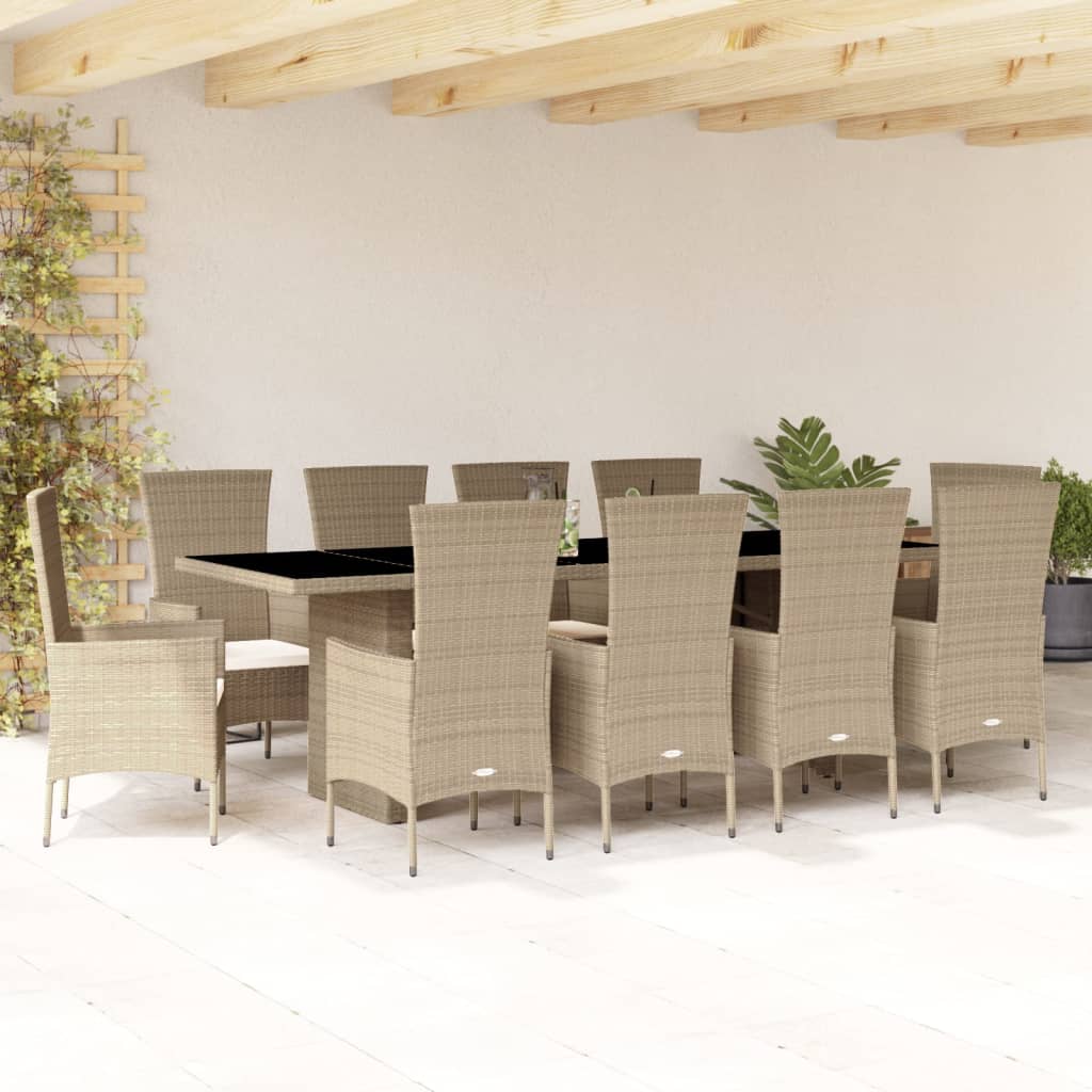 7-Delige Tuinset Met Kussens Poly Rattan Beige