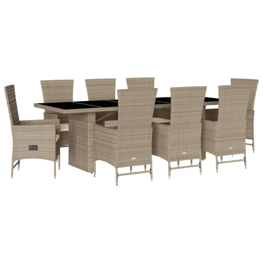 9-Delige Tuinset Met Kussens Poly Rattan Beige