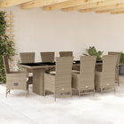 9-Delige Tuinset Met Kussens Poly Rattan Beige