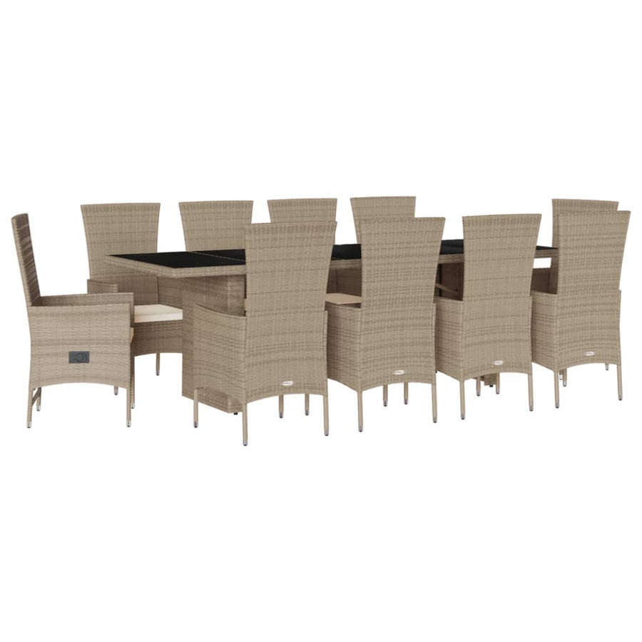 11-Delige Tuinset Met Kussens Poly Rattan Beige 10