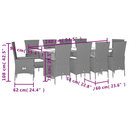 11-Delige Tuinset Met Kussens Poly Rattan Beige 10