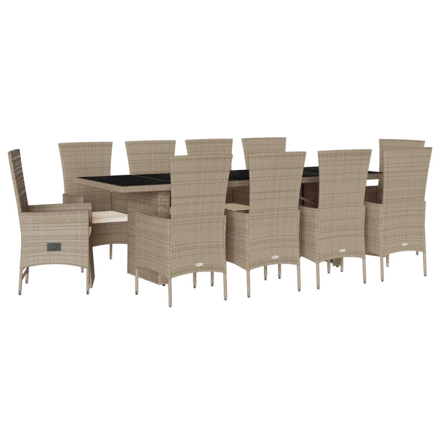 11-Delige Tuinset Met Kussens Poly Rattan Beige 10