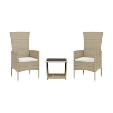 3-Delige Tuinset Met Kussens Poly Rattan Beige