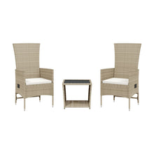 3-Delige Tuinset Met Kussens Poly Rattan Beige