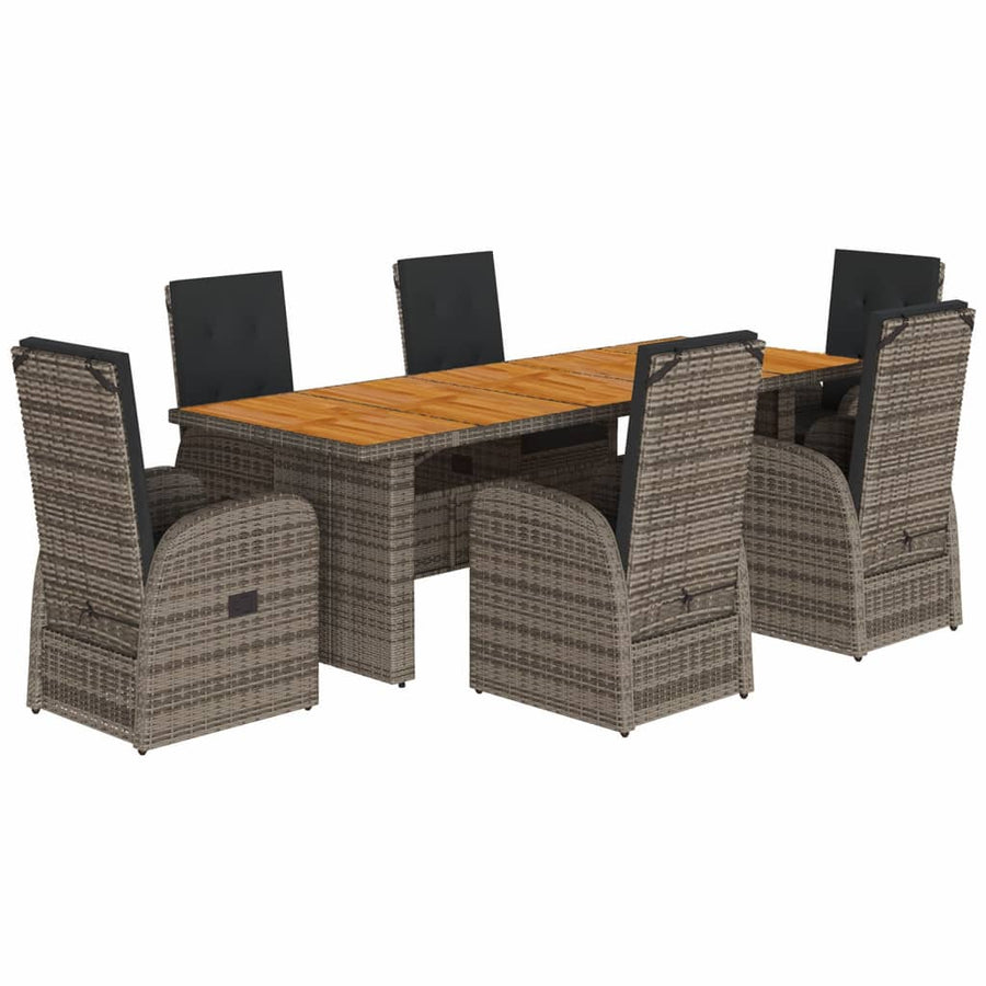 7-Delige Tuinset Met Kussens Poly Rattan Grijs 6