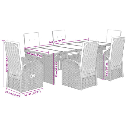 7-Delige Tuinset Met Kussens Poly Rattan Grijs 6