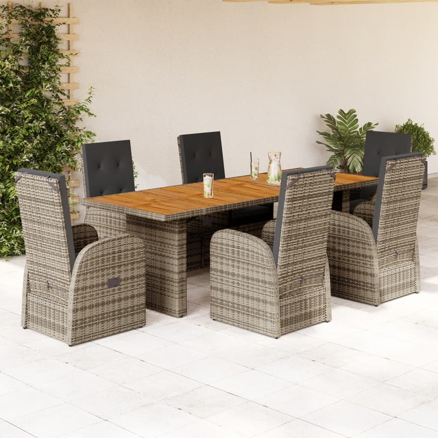 7-Delige Tuinset Met Kussens Poly Rattan Grijs 6