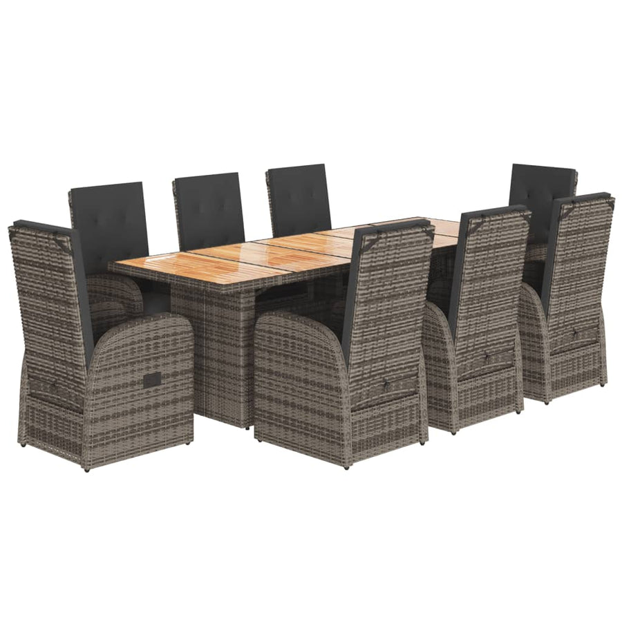 9-Delige Tuinset Met Kussens Poly Rattan Grijs 8