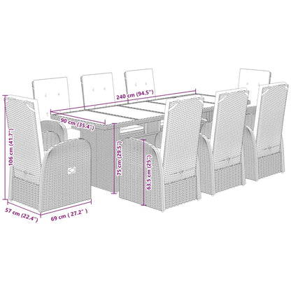 9-Delige Tuinset Met Kussens Poly Rattan Grijs 8