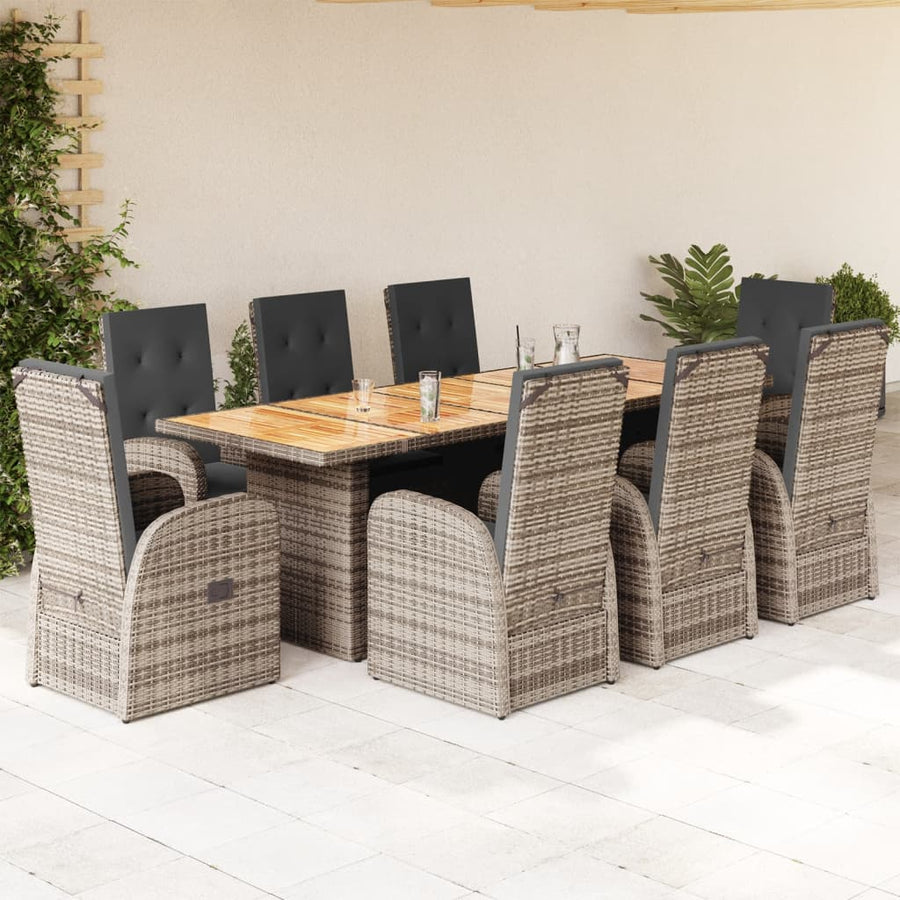 9-Delige Tuinset Met Kussens Poly Rattan Grijs 8