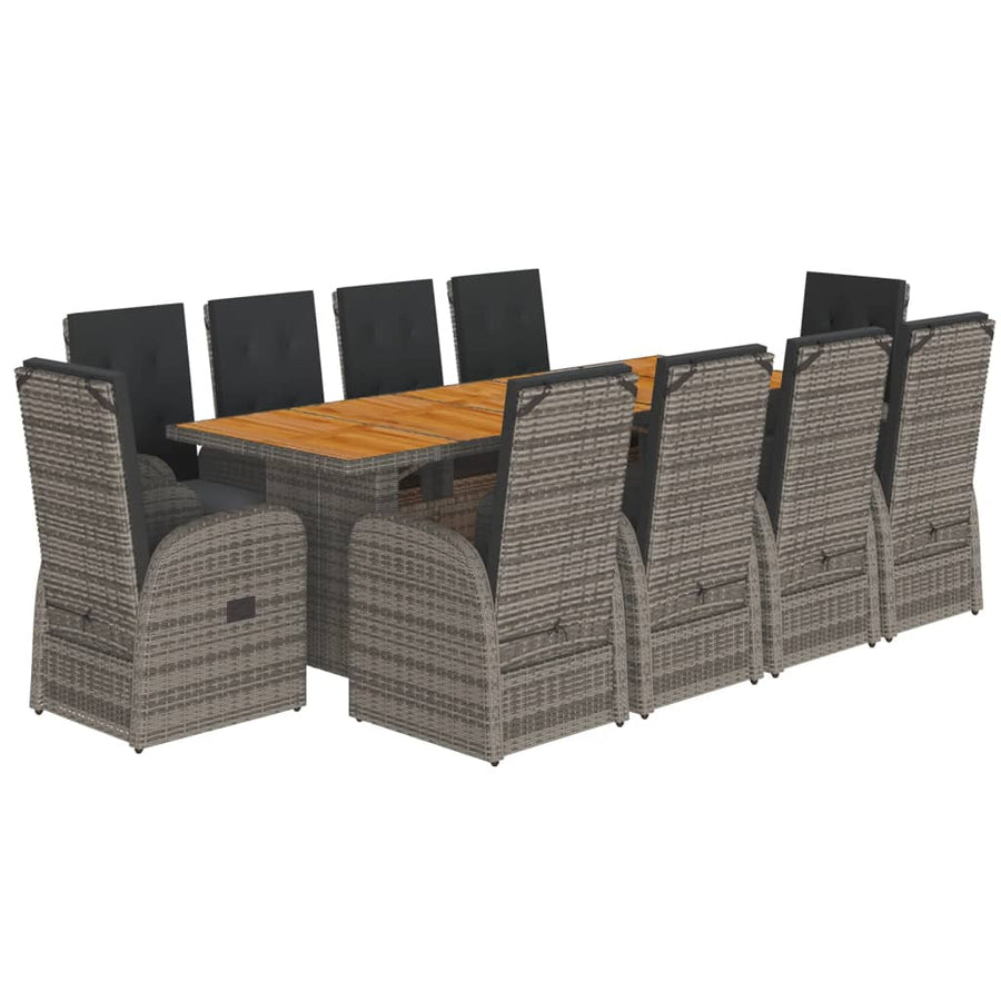 11-Delige Tuinset Met Kussens Poly Rattan Grijs 10