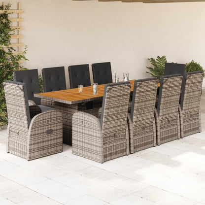 11-Delige Tuinset Met Kussens Poly Rattan Grijs 10