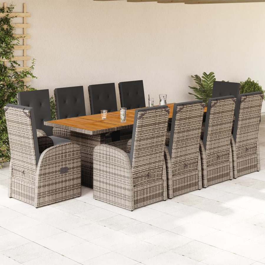 11-Delige Tuinset Met Kussens Poly Rattan Grijs 10