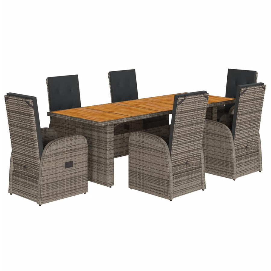 7-Delige Tuinset Met Kussens Poly Rattan Grijs 6