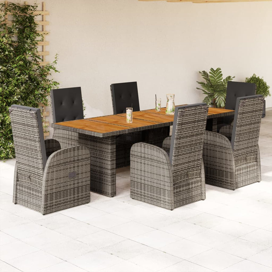 7-Delige Tuinset Met Kussens Poly Rattan Grijs 6