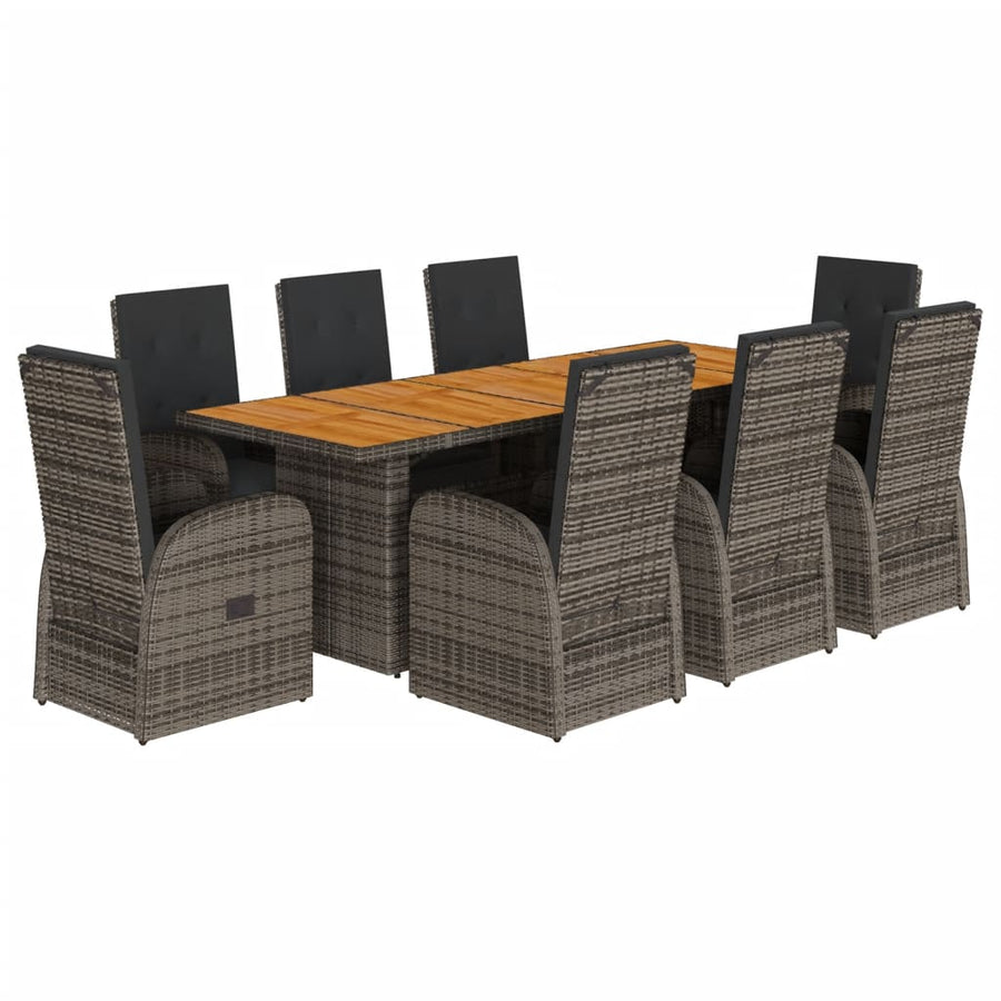 9-Delige Tuinset Met Kussens Poly Rattan Grijs 8