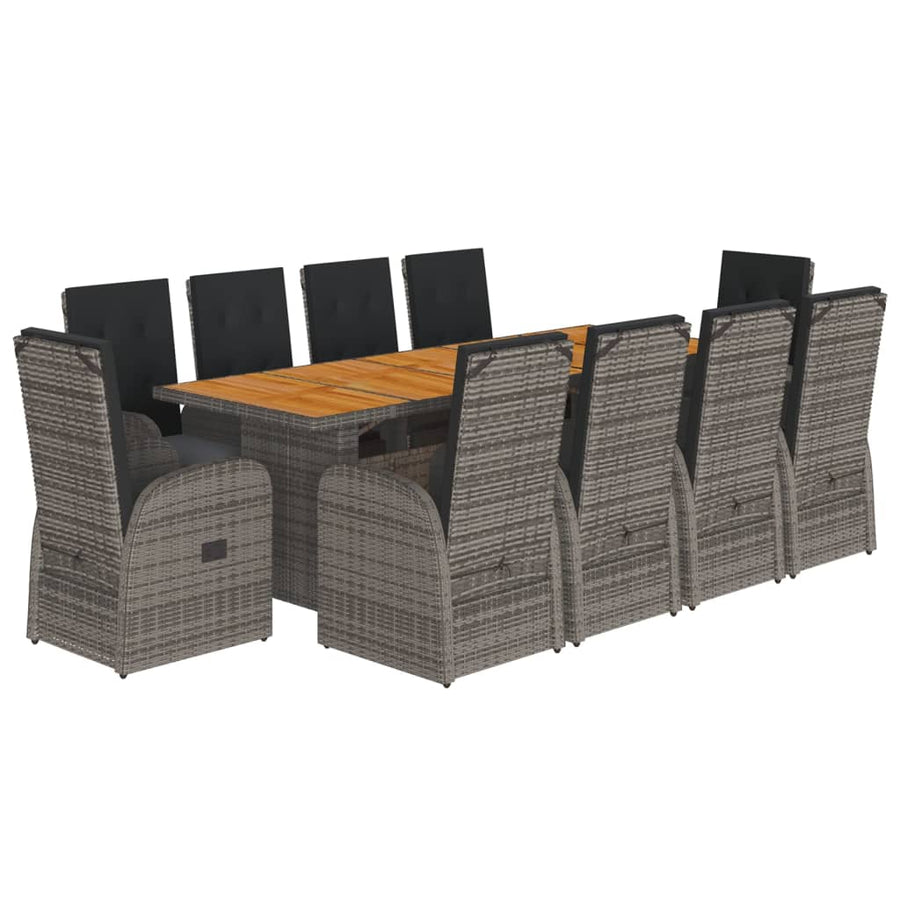 11-Delige Tuinset Met Kussens Poly Rattan Grijs 10