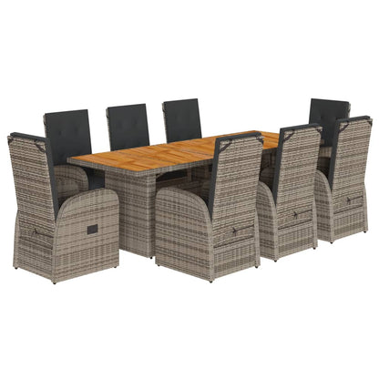 9-Delige Tuinset Met Kussens Poly Rattan Grijs 8