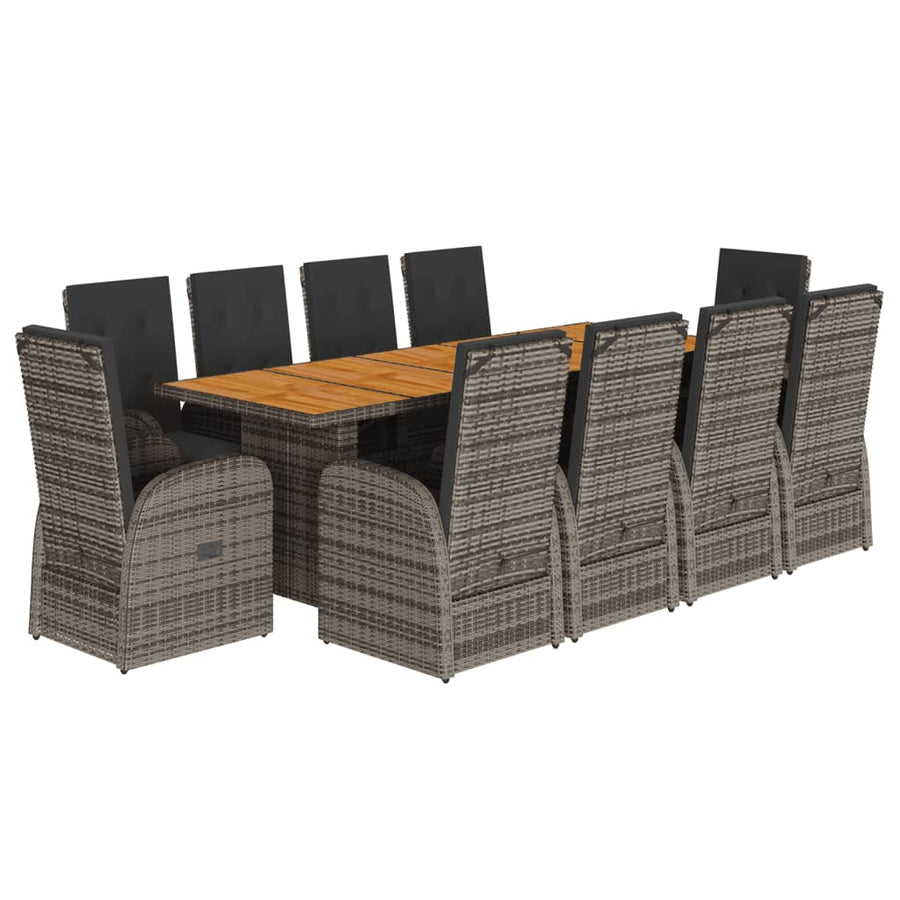 11-Delige Tuinset Met Kussens Poly Rattan Grijs 10