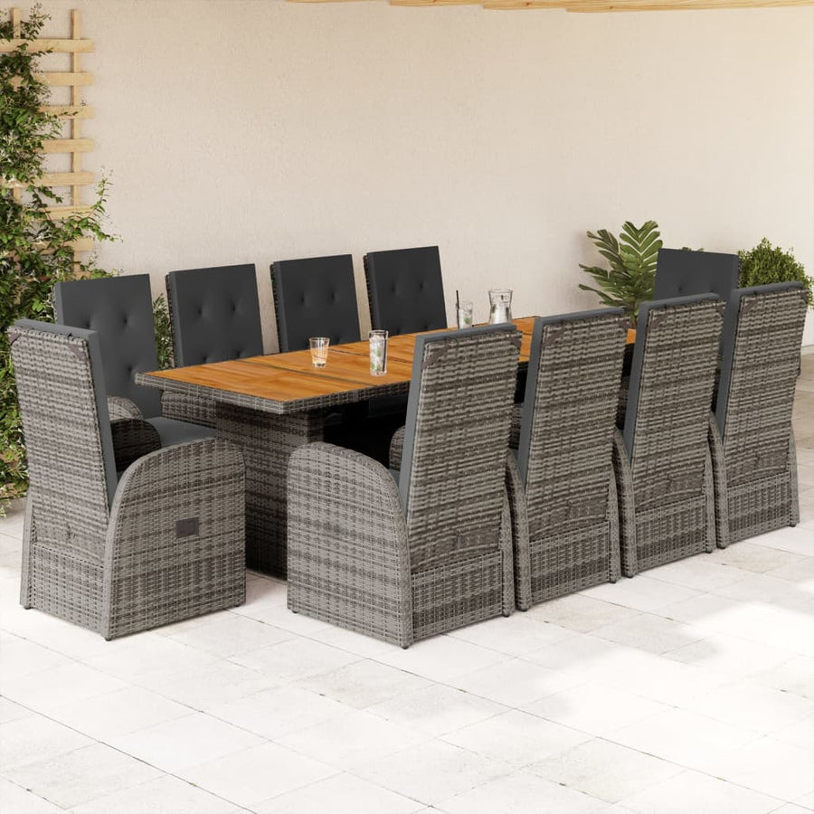 11-Delige Tuinset Met Kussens Poly Rattan Grijs 10