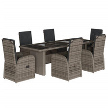 7-delige Tuinset met kussens poly rattan grijs