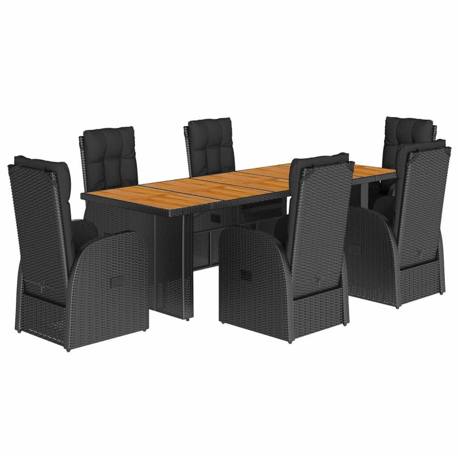 7-Delige Tuinset Met Kussens Poly Rattan Zwart 6