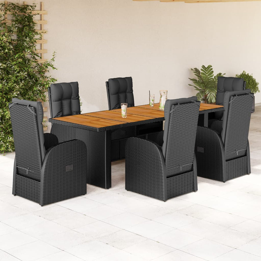 7-Delige Tuinset Met Kussens Poly Rattan Zwart 6