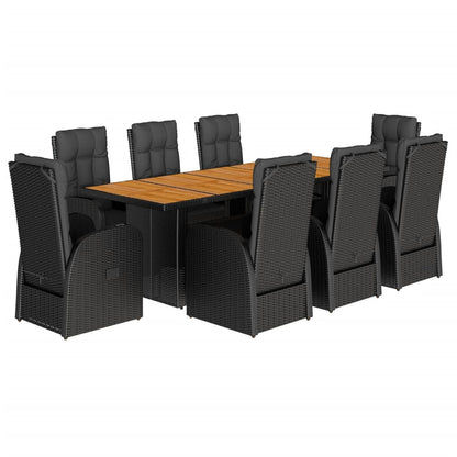 9-Delige Tuinset Poly Rattan Zwart 8