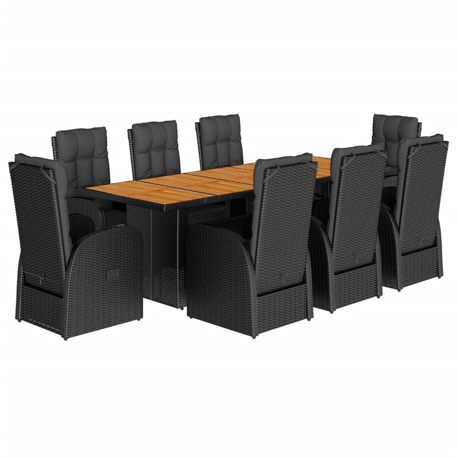 9-Delige Tuinset Poly Rattan Zwart 8