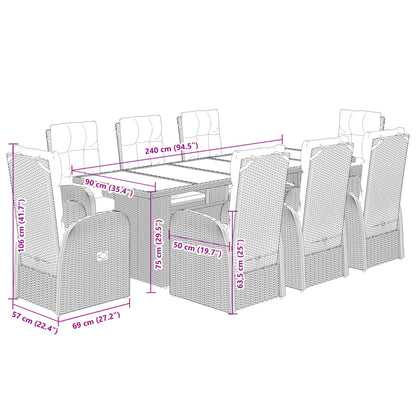 9-Delige Tuinset Poly Rattan Zwart 8