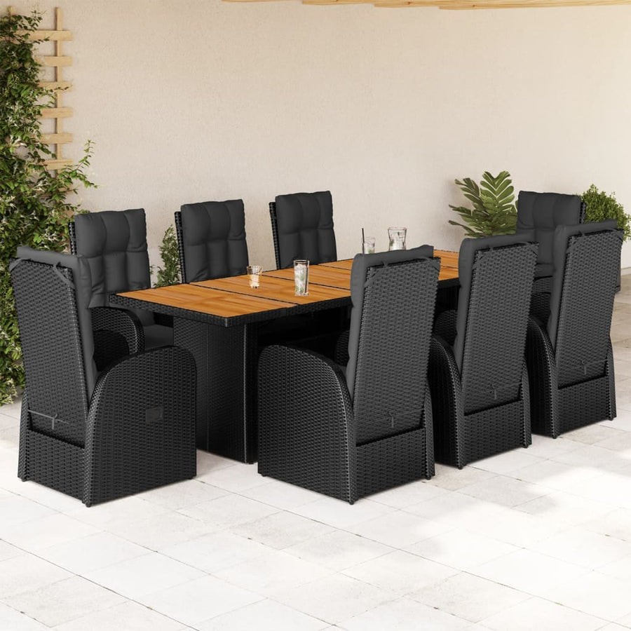 9-Delige Tuinset Poly Rattan Zwart 8