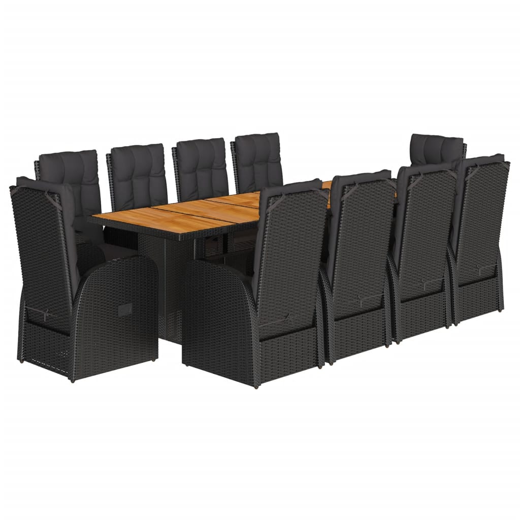 11-Delige Tuinset Met Kussens Poly Rattan Zwart 10