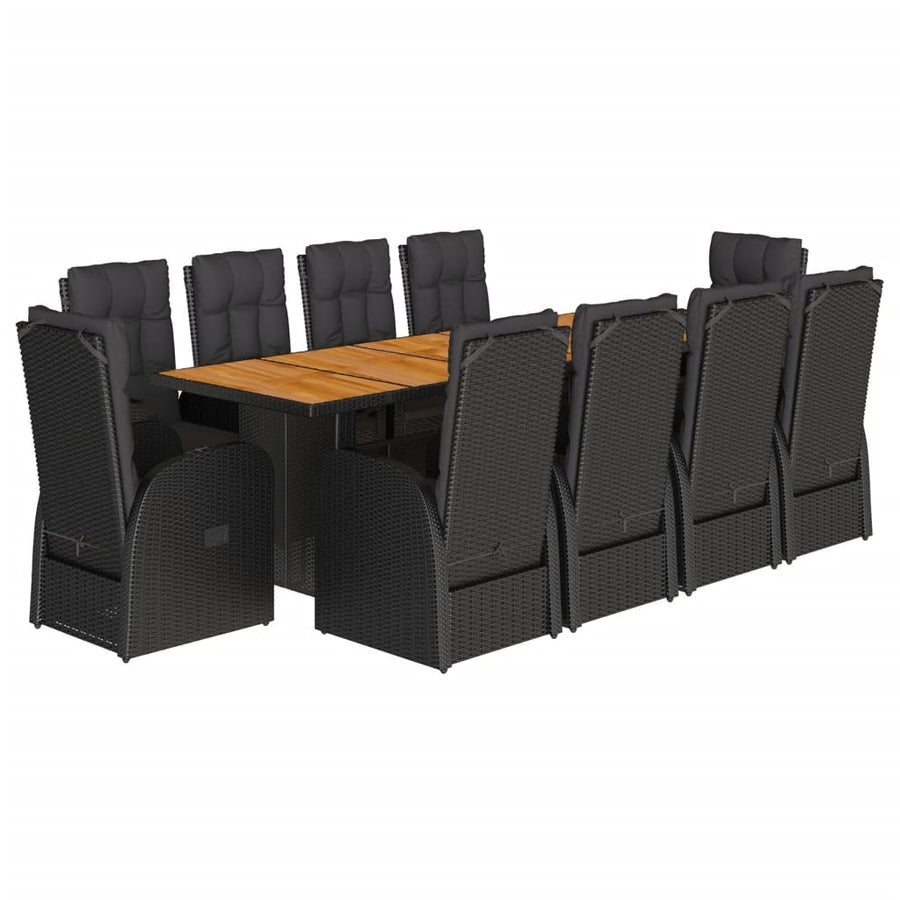 11-Delige Tuinset Met Kussens Poly Rattan Zwart 10