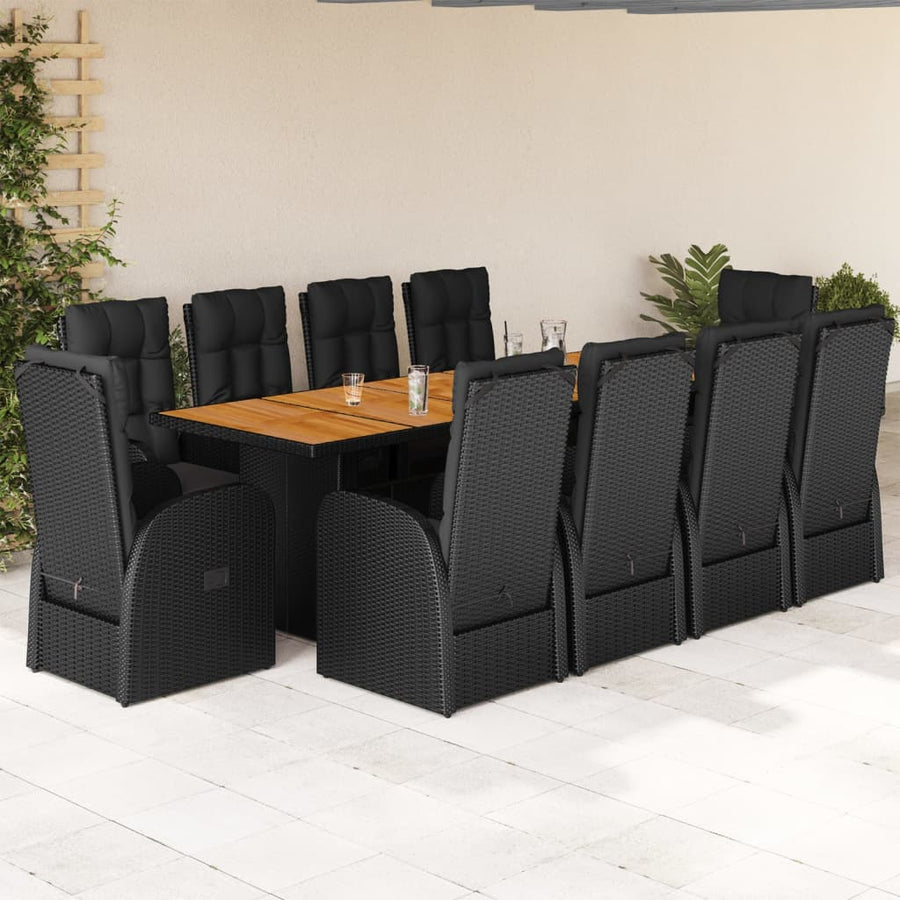 11-Delige Tuinset Met Kussens Poly Rattan Zwart 10