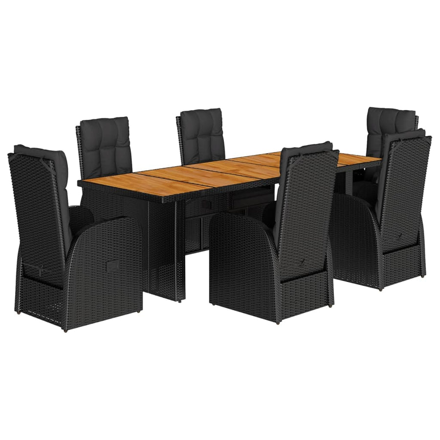 7-Delige Tuinset Met Kussens Poly Rattan Zwart 6