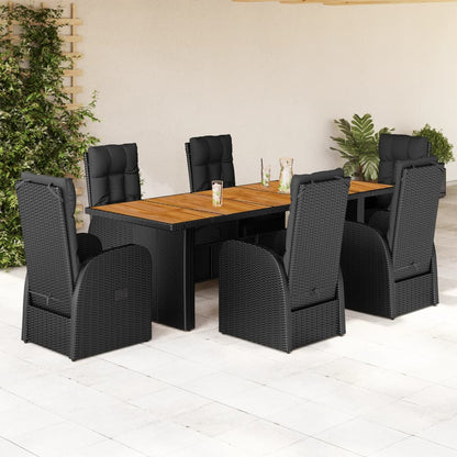 7-Delige Tuinset Met Kussens Poly Rattan Zwart 6