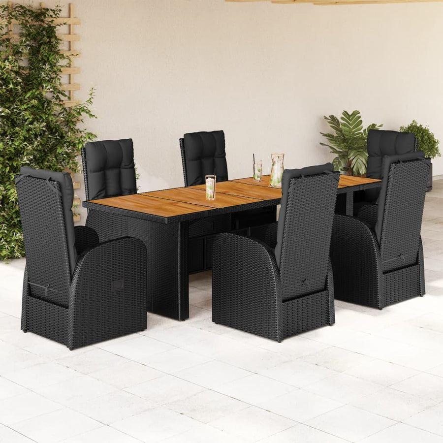 7-Delige Tuinset Met Kussens Poly Rattan Zwart 6