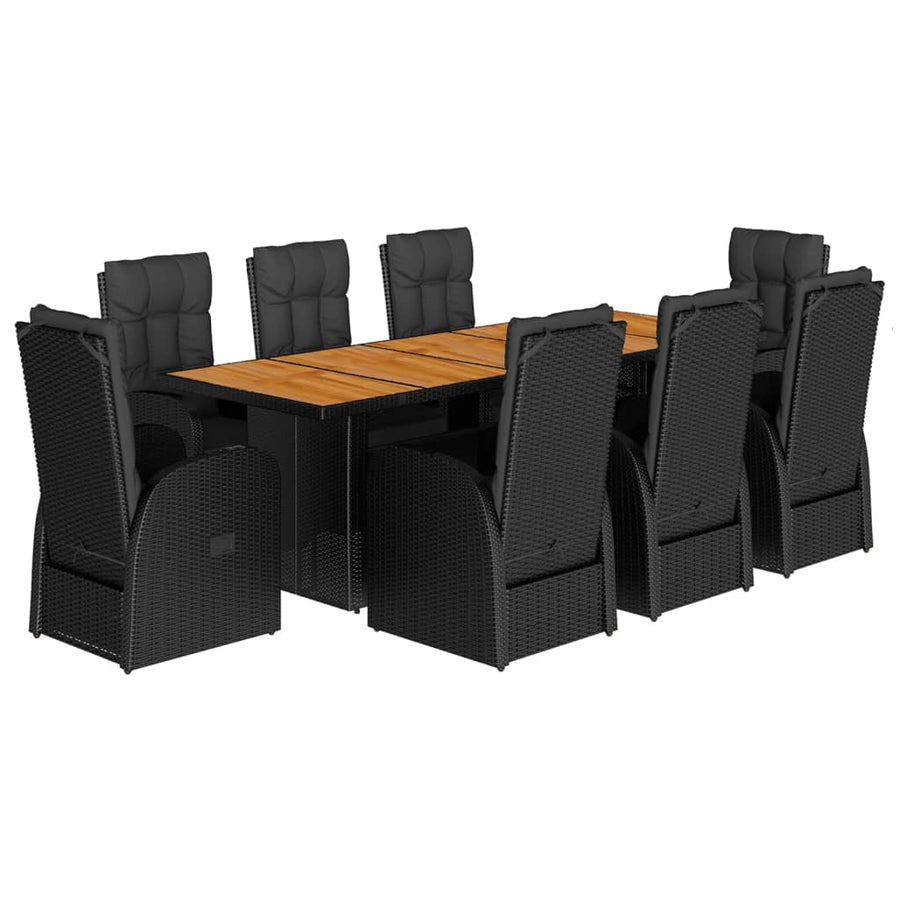 9-Delige Tuinset Poly Rattan Zwart 8