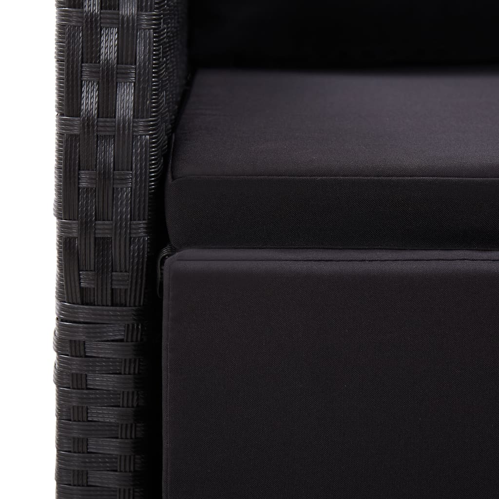 9-Delige Tuinset Poly Rattan Zwart 8