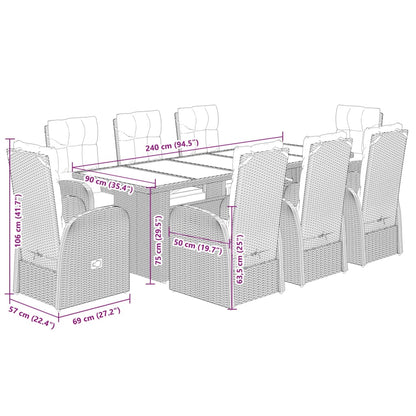 9-Delige Tuinset Poly Rattan Zwart 8