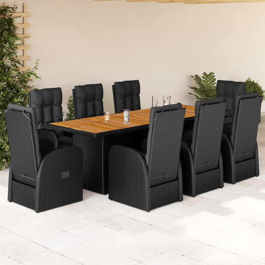9-Delige Tuinset Poly Rattan Zwart 8