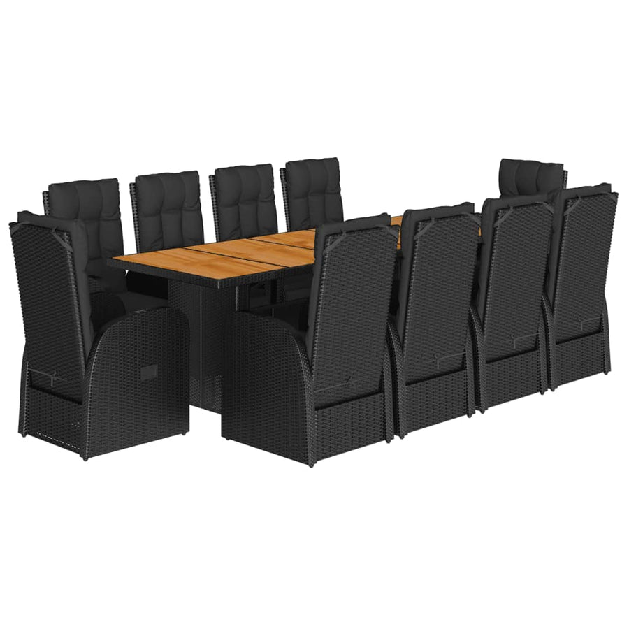 11-Delige Tuinset Met Kussens Poly Rattan Zwart 10