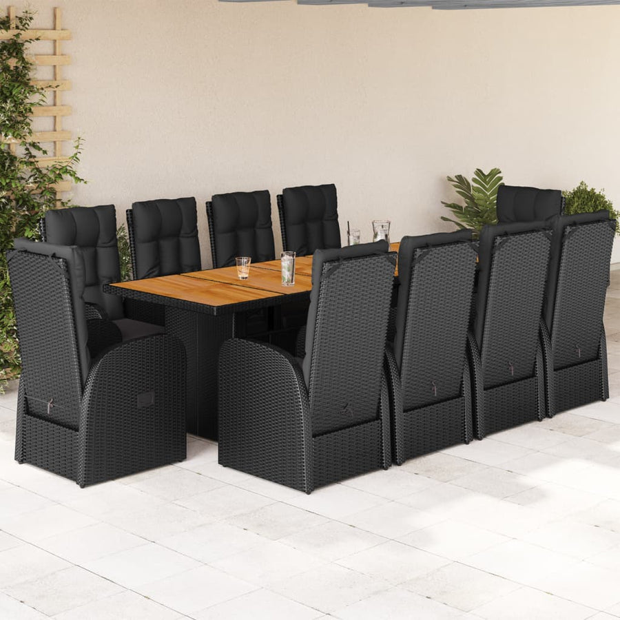 11-Delige Tuinset Met Kussens Poly Rattan Zwart 10