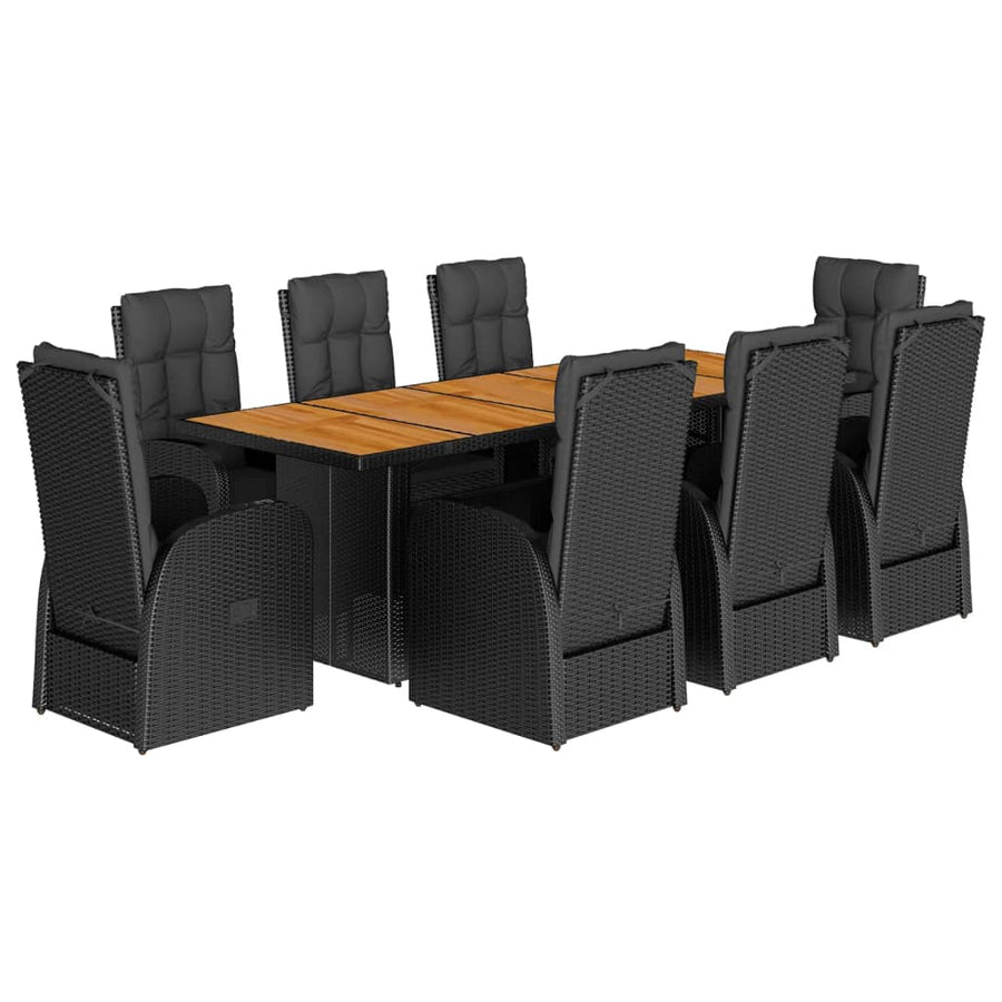 9-Delige Tuinset Poly Rattan Zwart 8